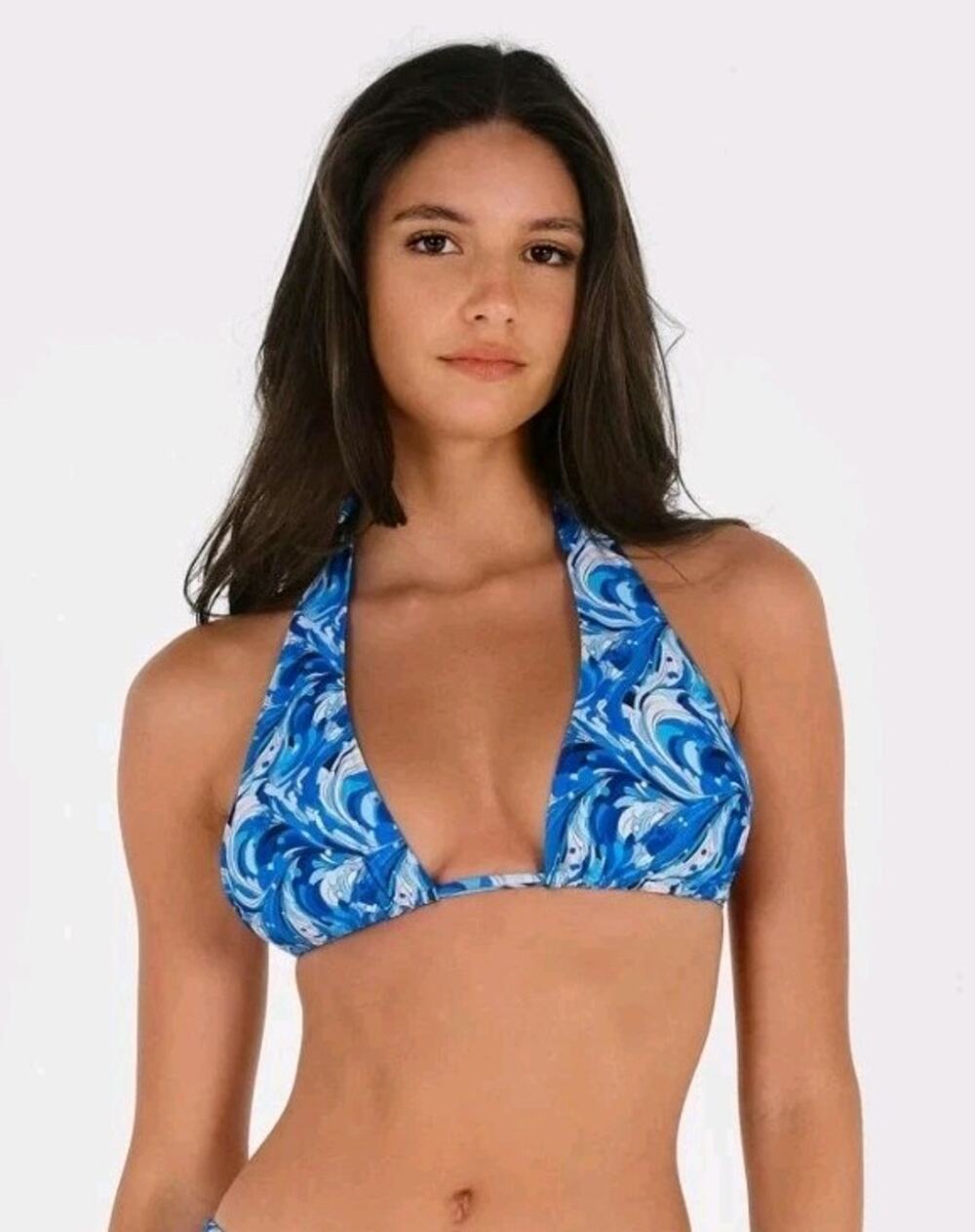 Blackbough Neq Swim BILLIE HALTERNECK TOP Blue Crush Recycled Nylon Size Small
